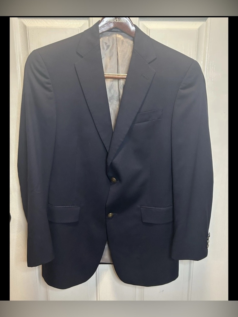 Hart Schaffner Marx Navy Blue Blazer Sport Coat 38R USA Wool Gold buttons